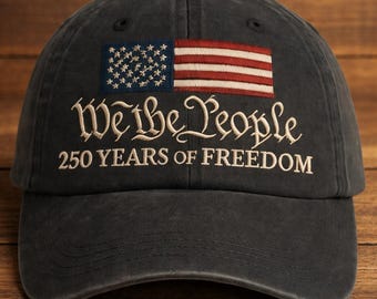 「We The People」刺繍入り帽子、アメリカ国旗ウォッシュ加工野球帽