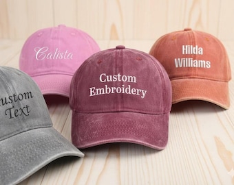Custom Embroidered Text Hat, Retro Vintage Style, Unisex