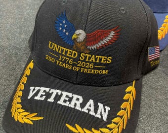 Gorra personalizada con nombre para el 250.º aniversario de Estados Unidos (1776-2026), gorra patriótica con águila, bandera estadounidense bordada, regalo para veteranos, hecha en Estados Unidos.