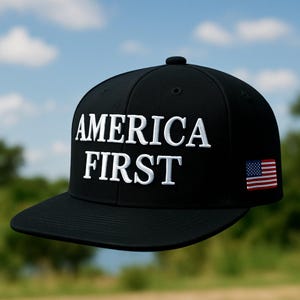 Casquette snapback brodée America First - Casquette patriotique USA