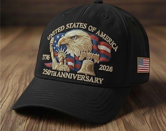 Embroidered 250th Anniversary Eagle Hat, Personalized Patriotic Cap