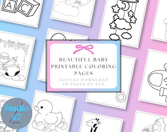 Baby Shower Malvorlagen | 50 Druckbare Seiten | Digitaler Download