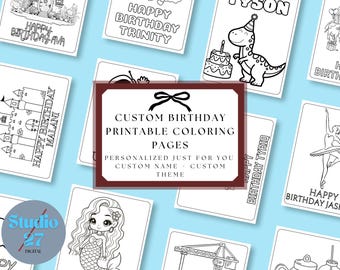 Custom Birthday Coloring Book | Personalized Theme Party Activity | Name Digital PDF