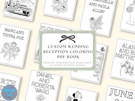 Custom Wedding Coloring Book | Personalized Reception Kids Table Activity Pages | Party Favor PDF