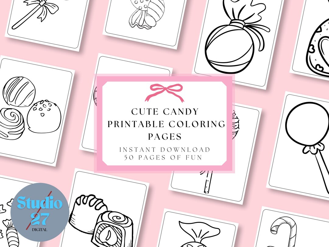 Candy Coloring Pages | 50 Treat Activity Book | Lollipop, Bonbon ...