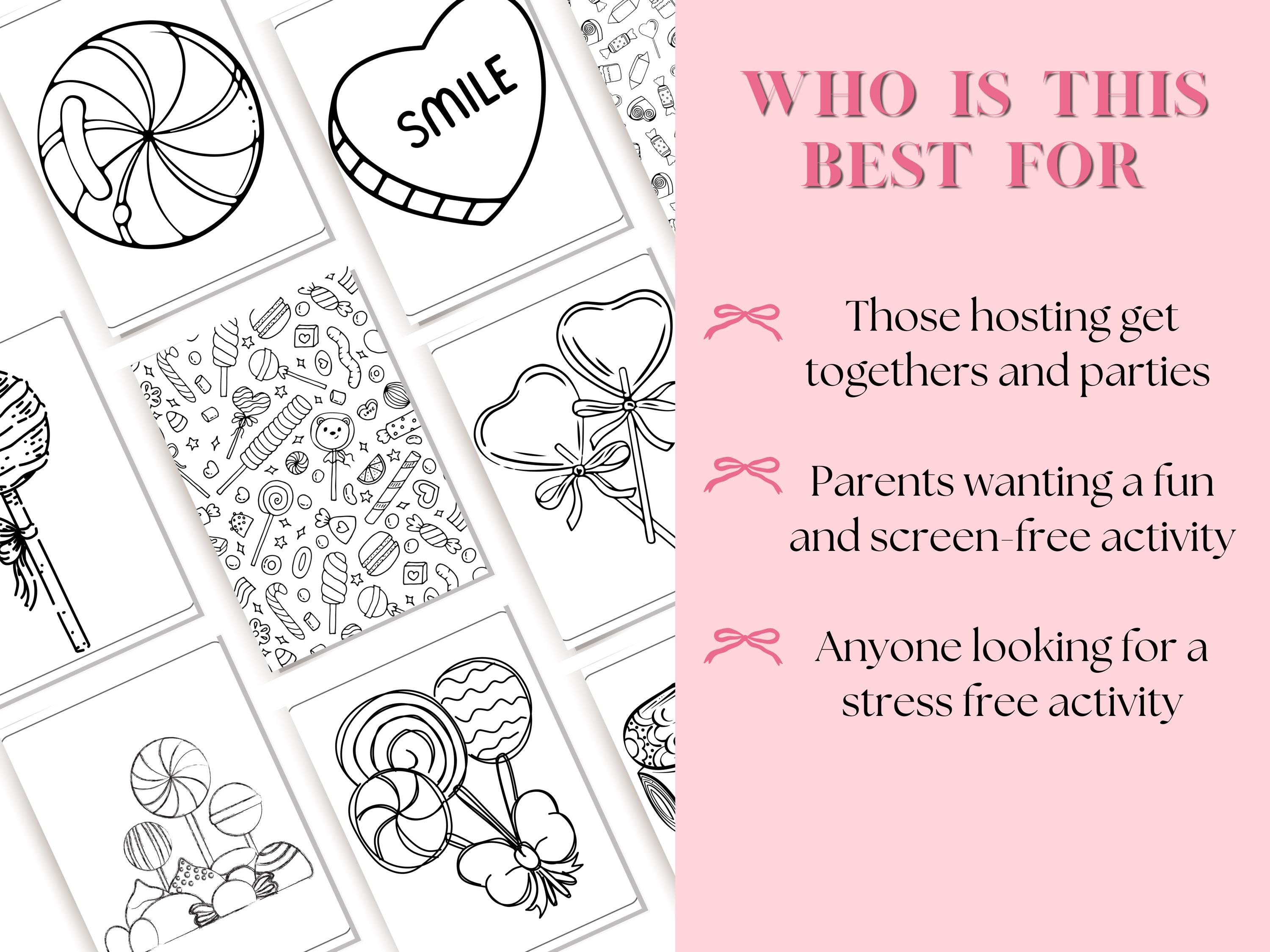 Candy Coloring Pages | 50 Treat Activity Book | Lollipop, Bonbon ...
