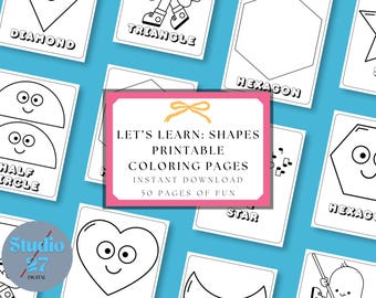 Malbuch „Formen lernen“ | Lernblätter | Seiten zum Lernen für Kinder | Digitaler Download