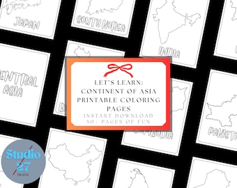 Lerne mit: Malbuch zum asiatischen Kontinent | Lernspiele | Digitaler Download