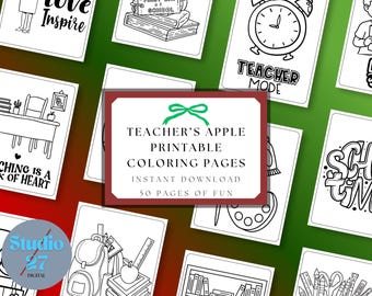 Apfel-Malbuch für Lehrer | Wertschätzung für Lehrer | Malvorlagen für den Unterricht | Digitaler Download