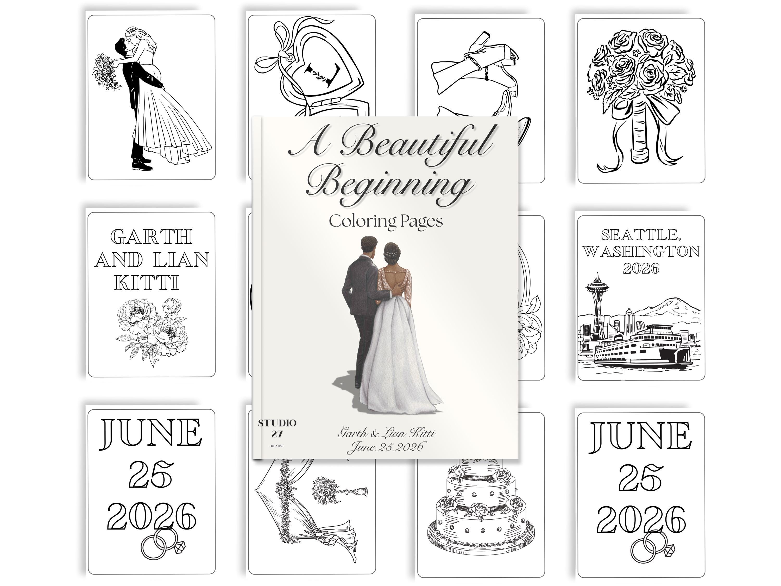 Custom Wedding Coloring Book | Personalized Reception Kids Table ...