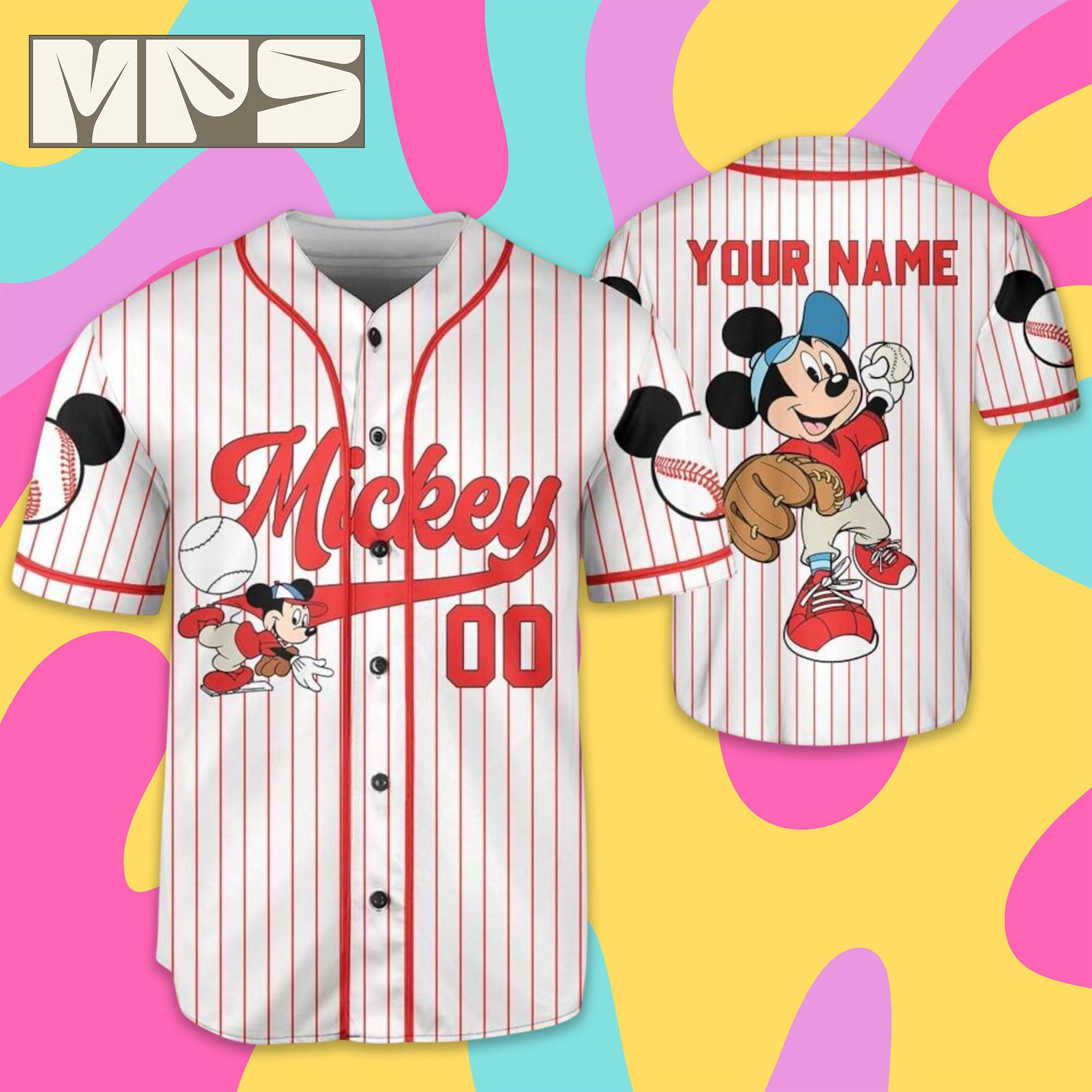 Discover Personalized Disney Mickey Play Baseball Jersey, Custom Kid Youth Adult Disney Jersey