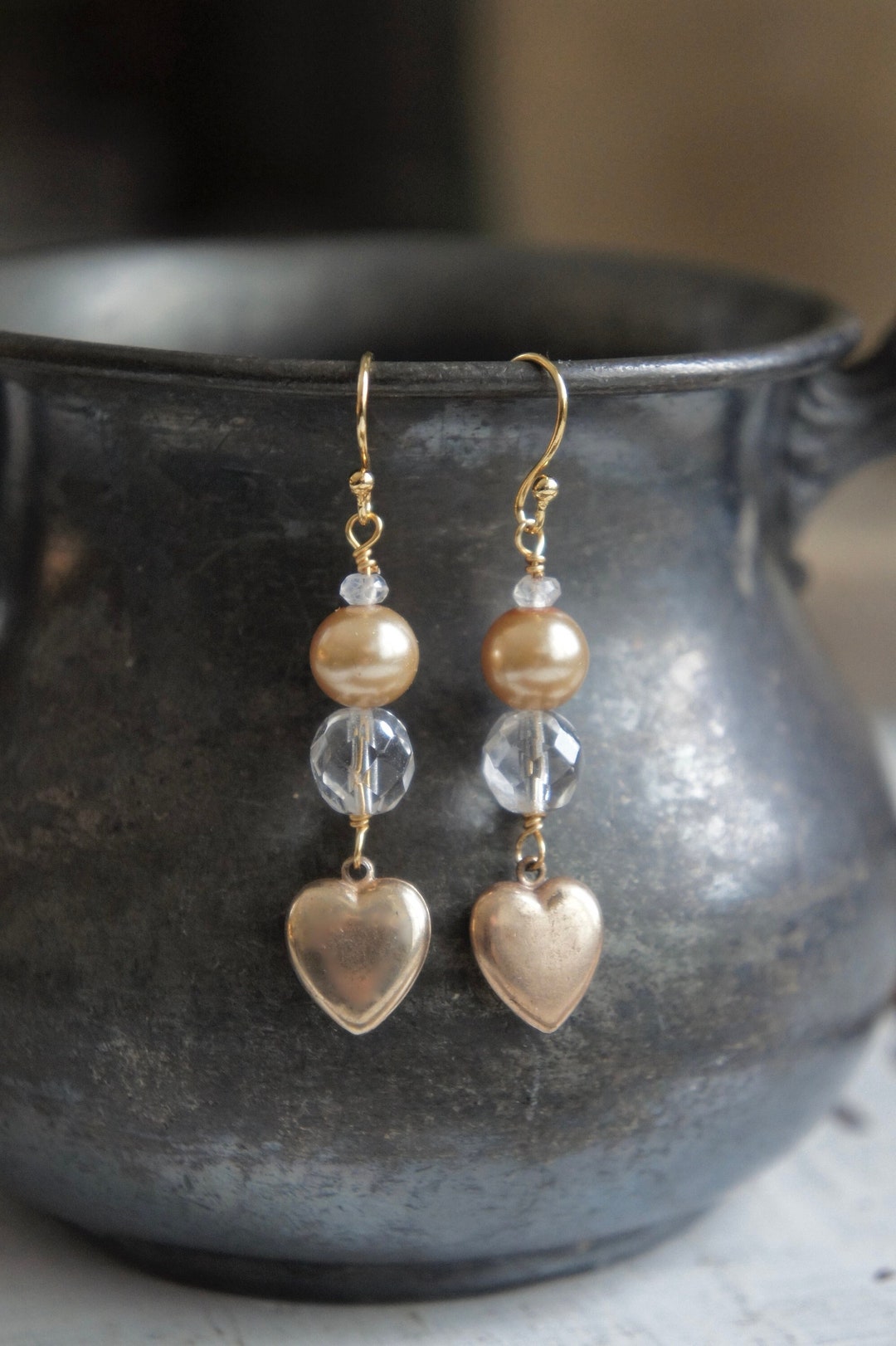 Antique Gold Heart Earrings