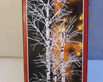 Retro ST.Nicolaasvierkante 3-delige berkenboomset Kerstdorpcollectie