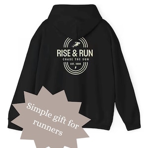 Sudadera con capucha gráfica Rise & Run / Diseño vintage para corredores