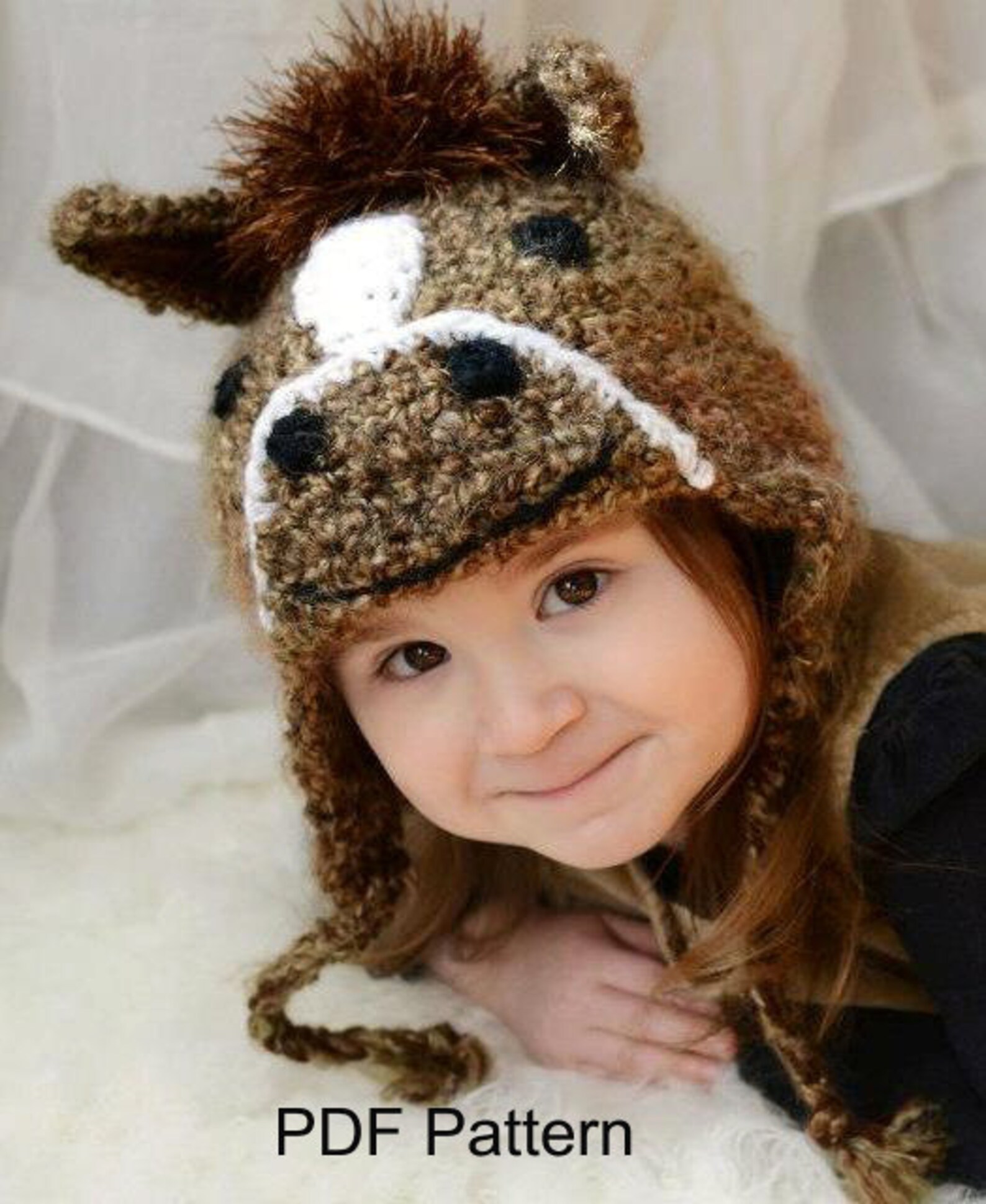 Crochet horse hat pattern pony hat pattern PDF file Etsy