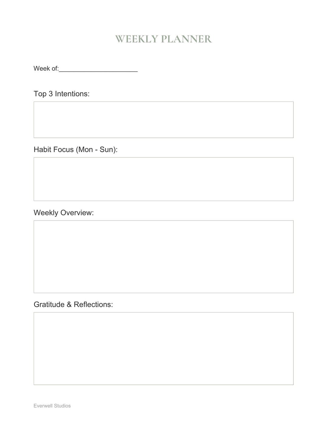 Minimalist Weekly Planner | Printable + Canva Editable Template | Beige ...