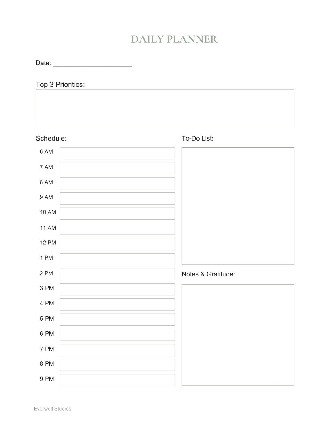Minimalist Daily Planner | Printable & Canva Editable Template | Beige ...