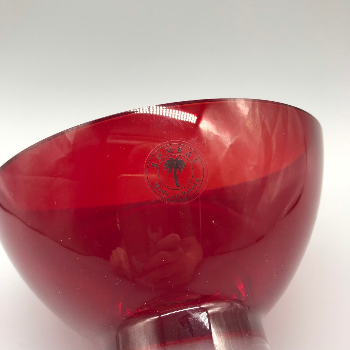 Vintage Art Glass Red Bowl Drop Stem Pedestal Bowl Sleek Etsy