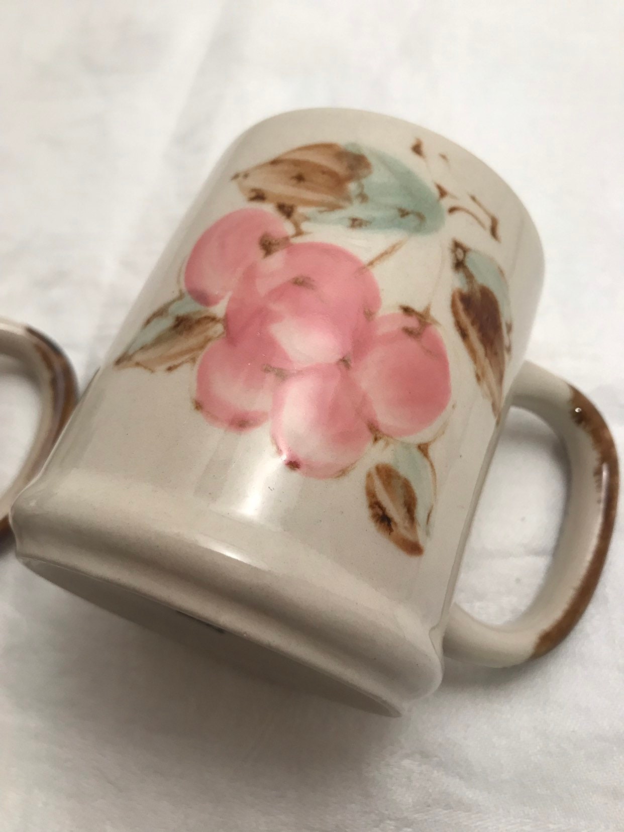 Vintage Pair of Coffee Mugs Made in Korea Fruit Design Etsy