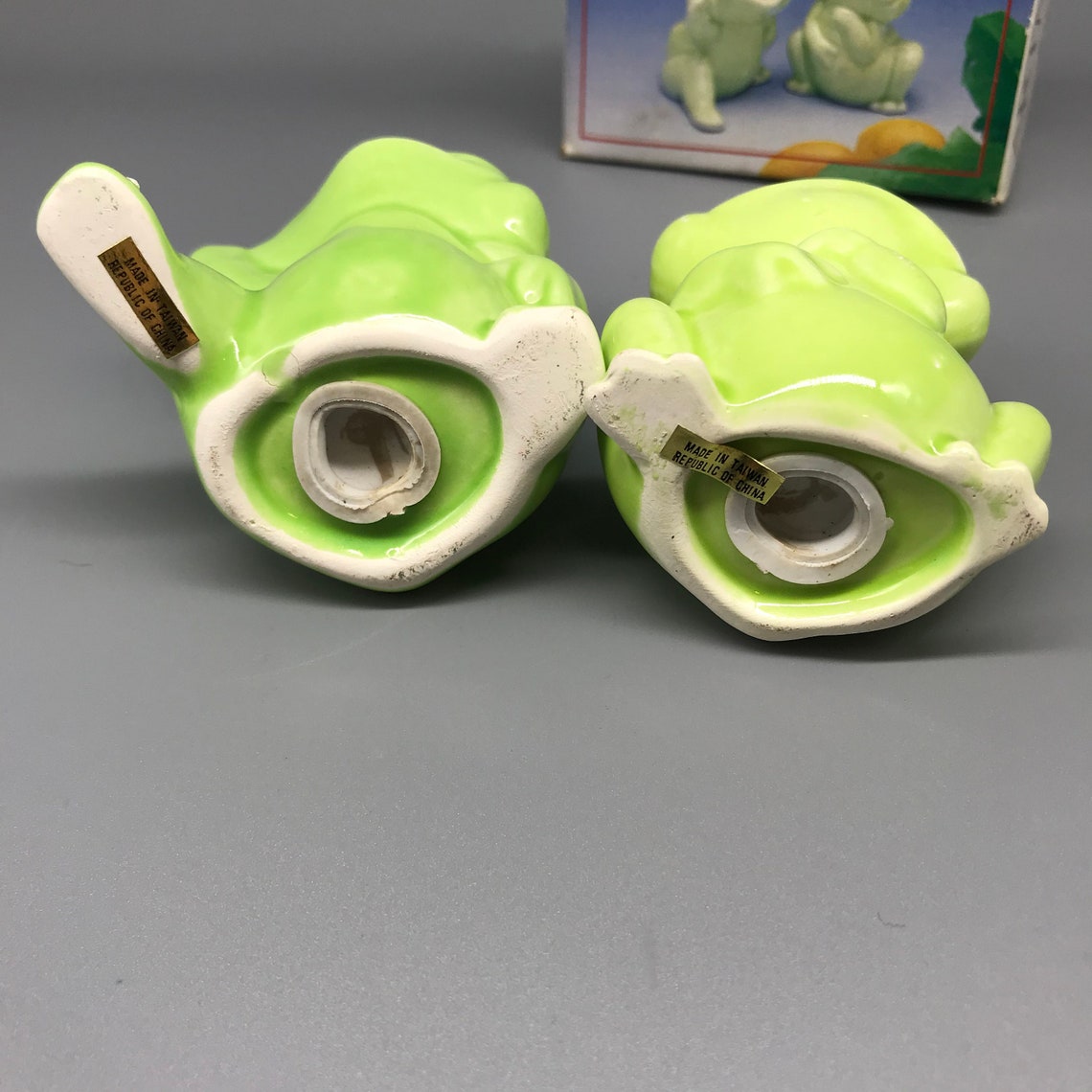 Vintage Frog Salt Pepper Shakers Green Frog Shaker Set Etsy España