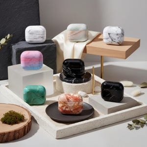 Colorful Marble AirPods Case - Green, Pink, Black, Blue Stone Pattern Cover - Hard Shell Protective Case for AirPods 1 2 3 4 & AirPods Pro