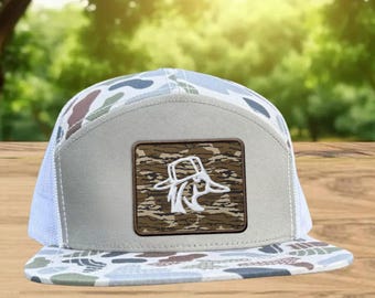 Redneck Duck Embroidered Bottomland Camo 7-Panel Trucker Hat | Hunting Snapback