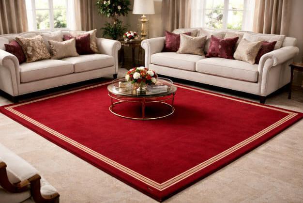 Dredded Rug Hand Tufted Wool Rug, Deep Red Area Rug With Border, Modern - Etsy