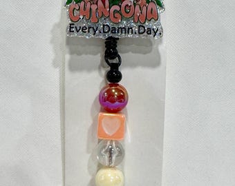 Chingona Girl Puerto Rican Flowers Rose Roses Spanish Mexican Glitter Swivel Beaded Badge Reel Gift