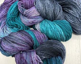 Madrigal Colorway on DK Weight Superwash Merino Hand Dyed Yarn 550 yards 8 ounces Knitting Crochet Weaving