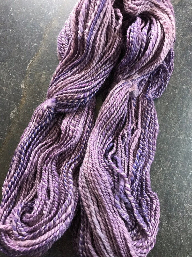Handspun Two Ply BFL and Silk Fairy Purple Colorway 1974