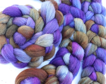 Autumn's Daughter on Gray BFL Hand Dyed Roving