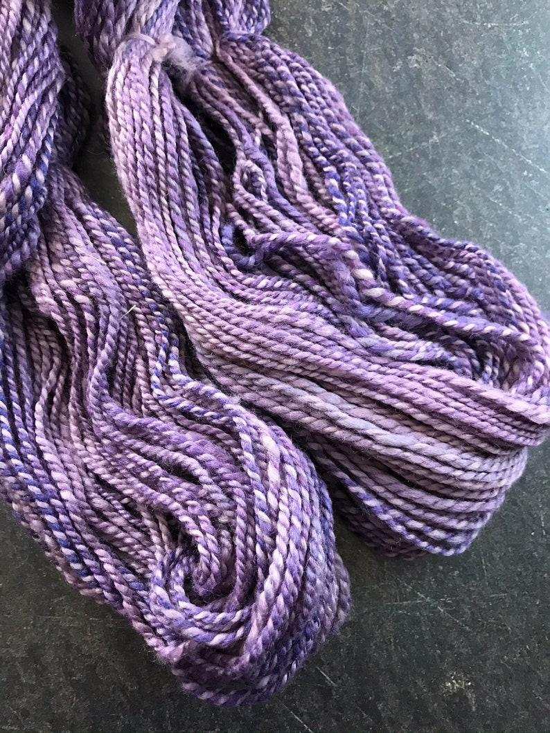 Handspun Two Ply BFL and Silk Fairy Purple Colorway 1974