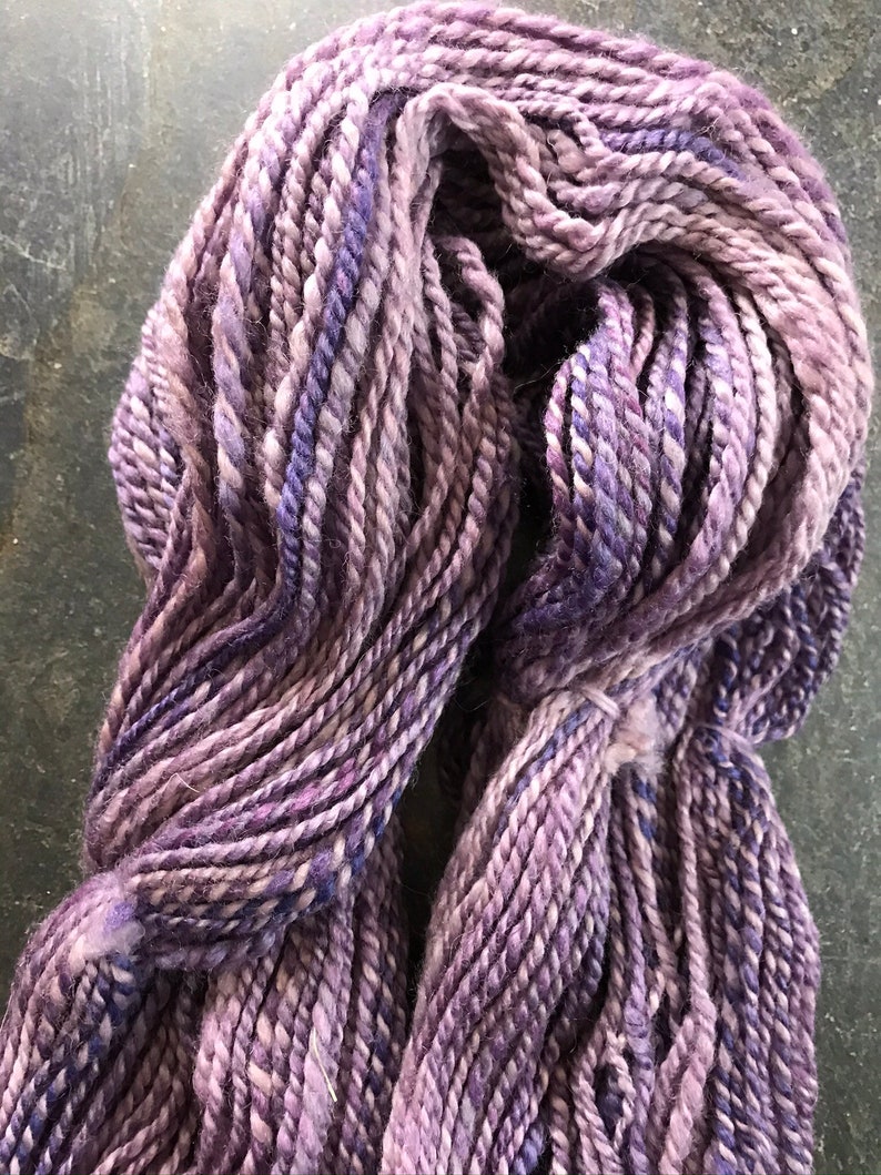 Handspun Two Ply BFL and Silk Fairy Purple Colorway 1974