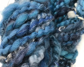 Peacock Blue Handspun Two Ply Art Yarn