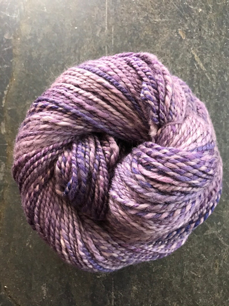 Handspun Two Ply BFL and Silk Fairy Purple Colorway 1974