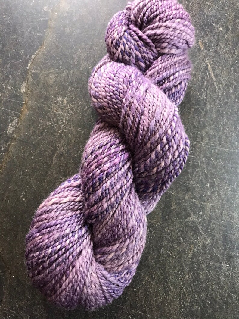 Handspun Two Ply BFL and Silk Fairy Purple Colorway 1974