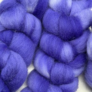 Violet on Cheviot Combed Top Roving Hand Dyed 2 ounces