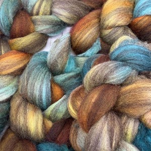 Swamp Gas on Heathered BFL Hand Dyed Roving Wool for Spinning Felting and Crafts