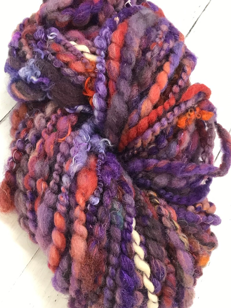 Purple Rust Handspun Two Ply Art Yarn image 6