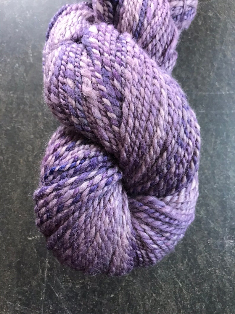Handspun Two Ply BFL and Silk Fairy Purple Colorway 1974