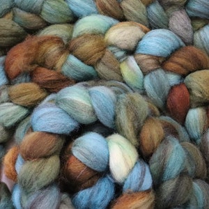 Swamp Gas on Heathered BFL Hand Dyed Roving Wool for Spinning Felting and Crafts