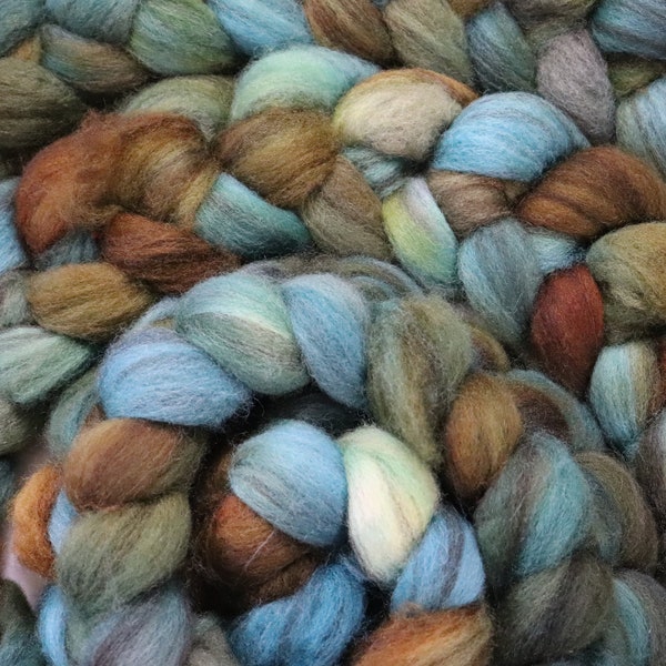 Swamp Gas on Heathered BFL Hand Dyed Roving Wool for Spinning Felting and Crafts