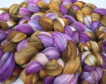Autumns Daughter on Heathered BFL Hand Dyed Roving For Spinning and Felting