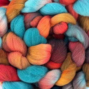 Taos on American Mixed Wool Hand Dyed Roving Spinning Fiber
