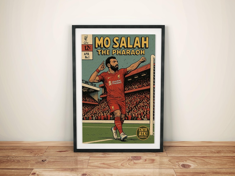 Liverpool Mohamed Salah Pharaoh Premier League Comic Book Art (digital ...