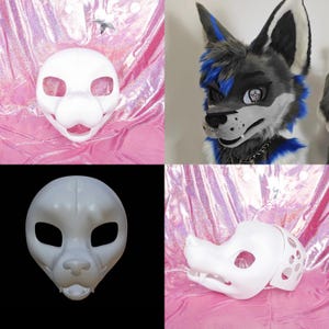3D-tryckt PLA Wolf Kemono Pelsdräktshuvudbas Andningsbar Ihålig Pälsdräkt DIY Cosplay Blank