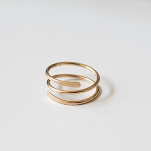 Coil Ring, Triple Wrap Ring, Threadbare Ring, Gold Filled Thread Ring, Stacking Ring