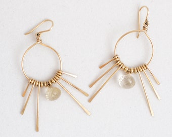 Boucles d'oreilles Quartz Chandelier, Boucles d'oreilles Quartz Statement, Boucles d'oreilles faites à la main, Boucles d'oreilles Geometric Statement