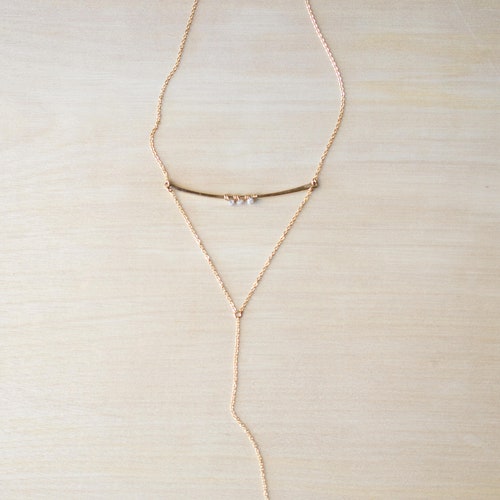 Raw Diamond shops Necklace, 14k Gold Filled, Lariat Layering Necklace, Minimal Necklace, Gift for Her Gold Filled Lariat Necklace