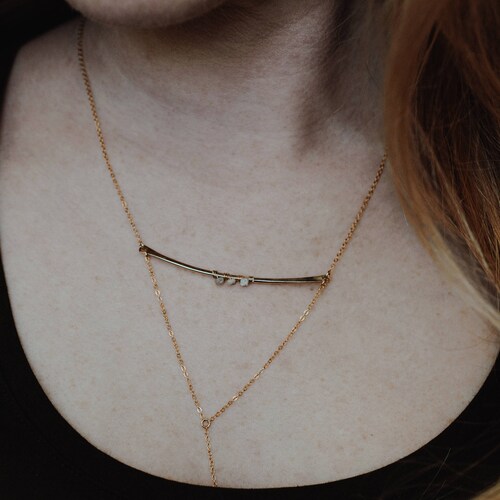 Raw Diamond shops Necklace, 14k Gold Filled, Lariat Layering Necklace, Minimal Necklace, Gift for Her Gold Filled Lariat Necklace